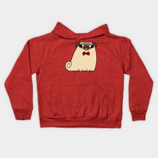 Red Bow Tie Pug Kids Hoodie